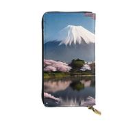 YYHWHJDE Mt. Fuji in inizio primavera foto pelle di qualità lunga pochette portafoglio progettato per ragazze e donne alla moda elegante 19 x 10,5 cm, Nero , Taglia unica