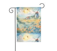 YYHWHJDE mulino a vento nel mare di fiori Modello Giardino pennone esterno cortile decorazione moda 30,5 x 45,7 cm