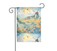 YYHWHJDE Mulino a vento nel mare di fiori Stampe Bandiera da giardino Decorazione per cortile 30,5 x 45,7 cm Spessore moda