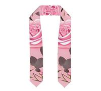 YYHWHJDE Nastro piatto per laurea con stampe di rose rosa, stola in raso per cerimonie di laurea, regalo per figli, figlie, amici e sorelle, Appiattito, Taglia unica