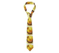 YYHWHJDE Nido d'uccello Golden Chicken Pattern Cravatta da uomo stile classico cravatta adatta per vacanze e lavoro