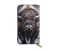 YYHWHJDE North American bison Picture Leather lunga pochette portafoglio Progettato per ragazze e donne alla moda elegante e personalizzato 19 x 10,5 cm, nero, taglia unica, Nero , Taglia unica