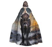 YYHWHJDE North American bisonte Picture Adult Halloween giacca con cappuccio mantello lungo partito mantello adatto per uomini e donne