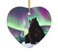 YYHWHJDE Northern Lights Bear Picture Christmas Ceramic Love Pendant Decoration Interior Decoration Festival Gift