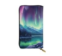 YYHWHJDE Northern Lights Painting Printing Portafoglio lungo pochette in pelle Progettato per ragazze e donne alla moda elegante e personalizzato 19 x 10,5 cm, nero, taglia unica, Nero , Taglia unica