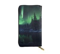 YYHWHJDE Northern Lights - Pochette lunga in pelle di qualità, progettata per ragazze e donne alla moda, elegante, 19 x 10,5 cm, Nero , Taglia unica