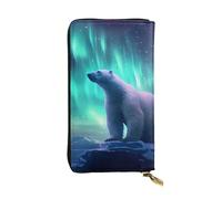 YYHWHJDE Northern Lights Polar Bear Pattern Portafoglio lungo pochette in pelle progettato per ragazze e donne alla moda elegante e personalizzato 19 x 10,5 cm, nero, taglia unica, Nero , Taglia unica