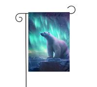 YYHWHJDE Northern Lights Polar Bear Picture Garden pennone esterno cortile decorazione fronte retro 30,5 x 45,7 cm