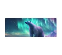 YYHWHJDE Northern Lights Polar Bear Picture tappetino per mouse extra large per computer ufficio tastiera da gioco antiscivolo versione ispessita 30,5 x 80 cm
