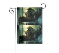 YYHWHJDE Ocean Monster Ship Prints Asta da giardino decorazione cortile esterno moda 30,5 x 45,7 cm