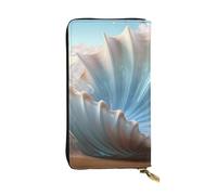 YYHWHJDE Ocean Sea Wave Seashell Picture Quality Leather Long Clutch Wallet Progettato per ragazze e donne alla moda elegante 19 x 10,5 cm, Nero , Taglia unica