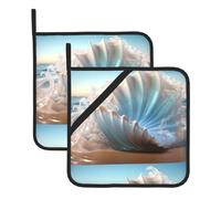 YYHWHJDE Ocean Sea Wave Seashell Prints Set di due pezzi di tovagliette quadrate, isolate, ispessite, impermeabili, facili da pulire