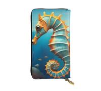 YYHWHJDE Ocean Seahorse Picture Portafoglio lungo in pelle progettato per ragazze e donne alla moda elegante e personalizzato 19 x 10,5 cm, nero, taglia unica, Nero , Taglia unica