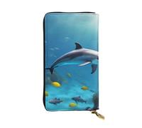 YYHWHJDE Ocean Underwater Dolphin Fish Picture Portafoglio lungo pochette in pelle Progettato per ragazze e donne alla moda elegante e personalizzato 19 x 10,5 cm, nero, taglia unica, Nero , Taglia