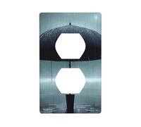 YYHWHJDE Ombrello nero sotto la pioggia immagine doppia presa pannello da parete decorativo è durevole e adatto per presa di luce accessori interruttore 11,4 x 7 cm