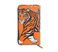 YYHWHJDE Orange Tiger Leopard - Portafoglio lungo in pelle di qualità per ragazze e donne, alla moda, 19 x 10,5 cm, Nero , Taglia unica