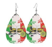 YYHWHJDE Orecchini in pelle con stampa di bandiera del Messico e tequila - Eleganti orecchini pendenti per feste, colori vivaci, finitura non sbiadisce