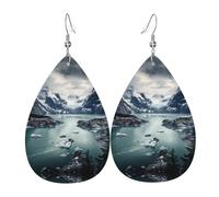 YYHWHJDE Orecchini pendenti a forma di fiordo glaciale, con motivo Alaska, 2 pezzi, eleganti e leggeri e leggeri, per donne e ragazze, taglia unica, in pelle, senza gemme, bianco