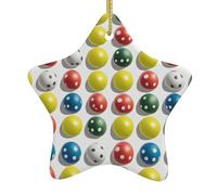 YYHWHJDE Palline da pickleball colorate con stampa natalizia in ceramica a forma di stella, ornamento facile da appendere, molto adatto per decorare alberi di Natale