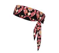YYHWHJDE Panda rosso circondato da cuori d'amore Stampe Foulard sportivo, assorbe il sudore e traspirante, fascia per capelli movimento, fazzoletto su entrambi i lati