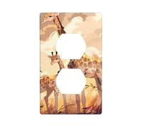 YYHWHJDE Pannello a muro con stampa di giraffa madre e bambino doppia presa elettrica copertura piastra decorazione resistente al calore 11,4 x 7 cm