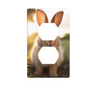 YYHWHJDE Pannello decorativo a doppia presa con motivo coniglio dalle orecchie bianche è durevole e adatto per accessori per interruttori della luce della presa 11,4 x 7 cm