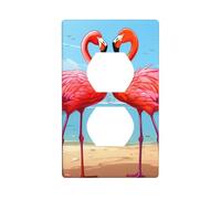 YYHWHJDE Pannello di copertura per presa elettrica con due stampe di fenicotteri a doppia presa, decorazione resistente al calore, 11,4 x 7 cm