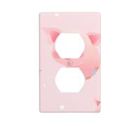 YYHWHJDE Pannello di copertura per presa elettrica con immagine di maiale rosa, doppia presa, resistente agli urti e durevole, 11,4 x 7 cm