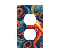 YYHWHJDE Pannello di copertura per presa elettrica con immagine di polipo colorato, doppia presa, resistente agli urti e durevole, 11,4 x 7 cm
