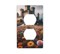 YYHWHJDE Pannello di copertura per presa elettrica con stampa di fiori e mare fuori dal castello, resistente al calore, 11,4 x 7 cm