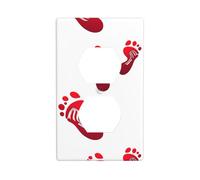 YYHWHJDE Pannello di copertura per presa elettrica con stampa di impronte di orme rosa, doppia presa, decorazione resistente al calore, 11,4 x 7 cm