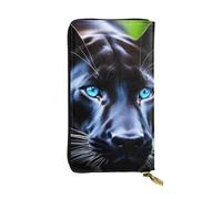 YYHWHJDE Panther With Blue Eyes - Portafoglio lungo in pelle stampata per ragazze e donne alla moda, elegante e personalizzato, 19 x 10,5 cm, nero, taglia unica, Nero , Taglia unica