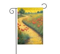 YYHWHJDE Papaveri Campo Giallo Brick Road Pattern Giardino pennone esterno cortile decorazione moda 30,5 x 45,7 cm