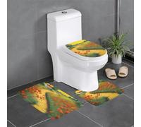 YYHWHJDE Papaveri Campo Giallo Mattoni Strada Immagine Anti slip tappetino tre pezzi set bagno tappeto antiscivolo durevole