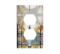 YYHWHJDE Parigi City Tree Torre Eiffel Art Picture Double Socket Wall Panel Piastra di copertura per presa elettrica è infrangibile e durevole 11,4 x 7 cm