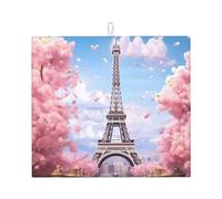 YYHWHJDE Paris Street Torre Eiffel rosa floreale stampato cucina assorbente pad, microfibra super assorbente, antiscivolo oversize