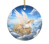 Yyhwhjde Pegasus Carrozza Immagine Circolare Decorazione Supermercato Ceramica Inverno Natale Festa Casa