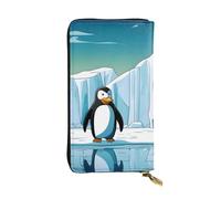 YYHWHJDE Penguin Antarctica Ice Picture Leather Long Clutch Wallet Progettato per ragazze e donne alla moda elegante 19 x 10,5 cm, Nero , Taglia unica