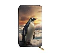 YYHWHJDE Penguin Sea, pochette lunga in pelle di qualità, progettata per ragazze e donne alla moda, elegante, 19 x 10,5 cm, Nero , Taglia unica