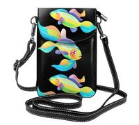 YYHWHJDE Pesce arcobaleno colorato che nuota nell'oceano blu stampa la piccola borsa del telefono di vibrazione del cuoio delle donne della tracolla, impermeabile e durevole