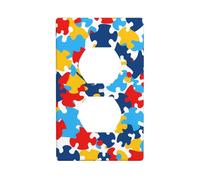 YYHWHJDE Pezzi di puzzle per la consapevolezza dell'autismo con motivo a cuore doppio pannello da parete decorativo è durevole e adatto per prese di luce accessori per interruttori 11,4 x 7 cm