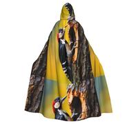 YYHWHJDE Picchio che picchia i fori degli alberi immagine Halloween adulto mantello con cappuccio senza cerniera, comodo per feste in costume
