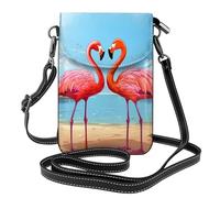YYHWHJDE Piccola borsa a tracolla in pelle per cellulare, 19,3 x 12,4 cm, motivo con due fenicotteri per passeggiate, campeggio, shopping, viaggi e uso all'aperto