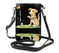 YYHWHJDE Piccola borsa a tracolla in pelle per cellulare, 19,3 x 12,4 cm, motivo cucciolo che gioca a golf, per passeggiate, campeggio, shopping, viaggi e uso all'aperto
