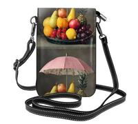 YYHWHJDE Piccola borsa a tracolla in pelle per cellulare, 19,3 x 12,4 cm, motivo frutta sotto l'ombrello per passeggiate, campeggio, shopping, viaggi e uso all'aperto