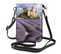 YYHWHJDE Piccola borsa a tracolla in pelle per cellulare, 19,3 x 12,4 cm, motivo lavanda per passeggiate, campeggio, shopping, viaggi e uso all'aperto