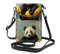 YYHWHJDE Piccola borsa a tracolla in pelle per cellulare, 19,3 x 12,4 cm, motivo panda su banana, per passeggiate, campeggio, shopping, viaggi e uso all'aperto