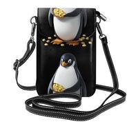 YYHWHJDE Piccola borsa a tracolla in pelle per cellulare, 19,3 x 12,4 cm, motivo pinguino che gioca con fagioli, per passeggiate, campeggio, shopping, viaggi e uso all'aperto
