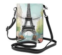 YYHWHJDE Piccola borsa a tracolla in pelle per cellulare, 19,3 x 12,4 cm, motivo romantico Parigi Torre Eiffel per passeggiate, campeggio, shopping, viaggi e uso all'aperto