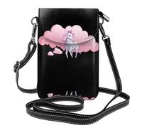 YYHWHJDE Piccola borsa a tracolla in pelle per cellulare, 19,3 x 12,4 cm, motivo unicorno rosa tra le nuvole per passeggiate, campeggio, shopping, viaggi e uso all'aperto